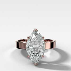 Bagues de fiançailles solitaires en diamant 2 carats, taille marquise, cultivé en laboratoire, serti à griffes, minimaliste, bande épaisse de 3,5 mm, bijoux fins en or massif 14K 18K - Product Image 5
