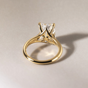 EtherStar Jewels 3ct Radiant Cut Lab Grown Diamond <b>Split</b> Shank Engagement <b>Ring</b> 18K Yellow Gold Solitaire <b>Ring</b> for Women - Product Image 3