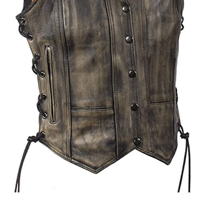 Veste en cuir pour motards sur mesure pour hommes, veste sans manches pour la conduite à moto, cuir véritable, OEM ODM, étiquette privée, vente en gros - Product Image 5