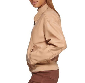 Wholesale <b>Women</b> Leather <b>Jacket</b> Casual Street Wear OEM Service Winter Clothing Front Zipper Stylish Leather <b>Jacket</b> For <b>Women</b> - Product Image 5