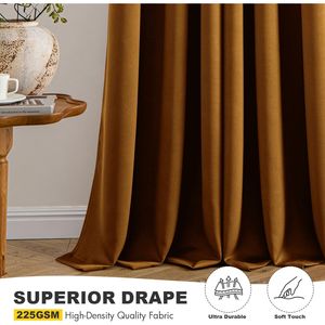 Tende Oscuranti Termiche Oro Marrone da 160 cm per Camera da Letto e Soggiorno, 2 Pannelli, Tinta Unita, con Funzione Oscurante - Product Image 1