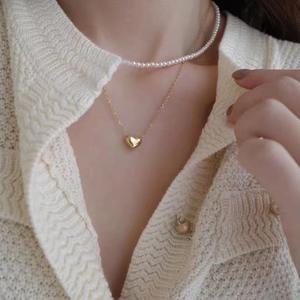 Collier en argent S925 à la mode, avec perle d'amour 3D, chaîne de clavicule, style polyvalent, collier de perle pour bébé, design unique pour femmes - Product Image 1