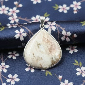 <b>Top</b>-Quality Orange Scolecite <b>Rose</b> Pattern 925 Sterling Silver Pendant Large Teardrop Shape Yellow Gold Plated Handmade Jewelry - Product Image 5