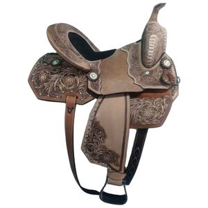 Silla de Montar Clásica de Cuero y Madera Hecha a Mano de Calidad Premium para Carreras de Barriles, Senderismo y Equitación, Asiento de 14-18 Pulgadas - Product Image 1