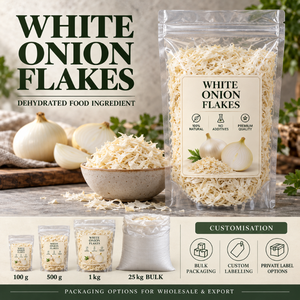 Flocons d'oignon blanc déshydratés |   Oignon séché de qualité supérieure pour la transformation alimentaire, assaisonnement, vente en gros, approvisionnement en vrac, exportation, 100g à 25kg - Product Image 5