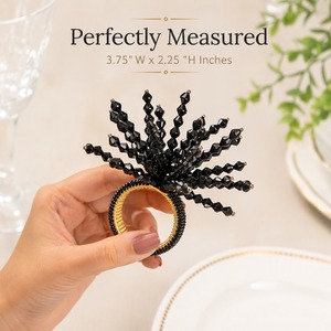 Ensemble d'anneaux de serviette en métal de luxe moderne, décor de table élégant noir pour mariage, banquet, dîner - Product Image 5