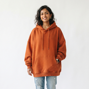 Women Baggy Drop Shoulder Hoodies Pullover Heavy <b>Weight</b> 430 GSM Drawstring Hoodie Ladies 100% Cotton Oversize Loose Fit Hoodies - Product Image 1