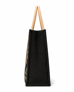 Bolsa de Yute Negra con Estampado de Mandala, Ecológica, Reutilizable, para Bodas, Fiestas, Exposiciones, Compras, Diseño Étnico, Logotipo Personalizado - Product Image 2