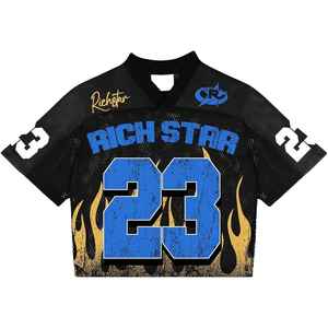 Camiseta de fútbol retro de poliéster personalizada con estampado, estilo urbano, holgada, de malla, para verano - Product Image 2