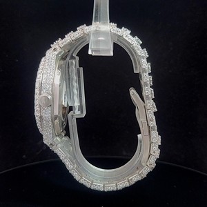 Montre de luxe entièrement sertie de diamants, cadran argenté, automatique, pour homme, design royal, bracelet hip-hop - Product Image 1