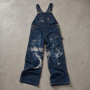 Splattered Ink <b>Workwear</b> <b>Trousers</b> Slouchy Hip Hop Urbanwear Denim Jumpsuit With Personalized Logo Embroidery - Product Image 5