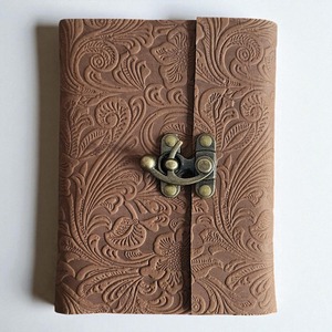 Rustic Embossed Leather Journal – Handmade Vintage Diary with Wrap Around Closure - Product Image 1