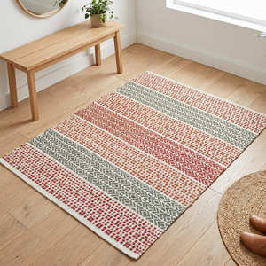 Tapis d'entrée en coton tufté blanc bohème tissé à la main 2x3, texturé, antidérapant, pour couloir et entrée - Product Image 5