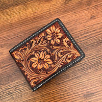 Dompet kulit asli Tooled ramping bisnis untuk pria tempat kartu trendi Fashion hadiah perjalanan dompet koin-gaya personalisasi