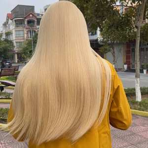CDYHAIRVN Perruque frontale droite blonde 613 en cheveux humains, dentelle HD transparente, extensions de cheveux naturels bruts - Product Image 1