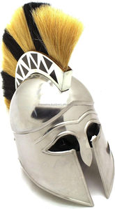 Casco corintio de Guerrero Medieval con penacho de pelo y soporte de madera de acero de calibre 18 usable para disfraz de Halloween para adultos - Product Image 3