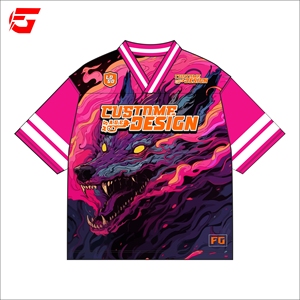 Maillot de sport personnalisé en sublimation 100 % polyester mesh, col en V rétro, manches courtes, séchage rapide, pour uniforme d'équipe, impression intégrale - Product Image 1