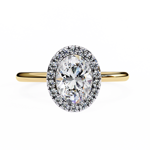Anillos de Halo Modernos y Minimalistas para Compromiso, Boda o Aniversario, con Diamante Cultivado en Laboratorio de Corte Ovalado de 1 Quilate, E VS1, en Oro Sólido de 14K - Product Image 3