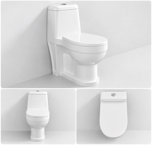 WC monobloc moderne en céramique à poser au sol, chasse d'eau Tornado, double chasse, style européen pour salle de bain - Product Image 3