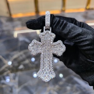 925 Sterling <b>Silver</b> Moissanite Christian Cross Pendant Rose Gold Plated Claw Set Unisex <b>Charm</b> Jewelry for Gift Party - Product Image 2
