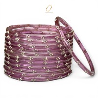Ensemble de bracelets en verre kashmiri tendance, couleur lavande, motif goutte de pluie, en cristal, pour femmes, pour mariage et occasions festives, prix de gros