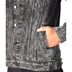 Men's Eco-friendly Stonewashed Denim Jacket Genuine Leather Shell <b>Covered</b> <b>Button</b> Closure Regular Fit Turn-down Collar Casual - Product Image 6