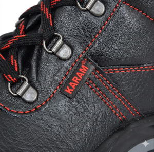 Zapatos de seguridad Workman Ankle de cuero negro con costuras rojas para aplicaciones aeroespaciales - Product Image 2