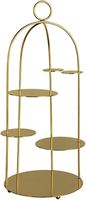 Support à gâteau rond à 4 niveaux en acier inoxydable, motif licorne artisanal, cage dorée, compatible lave-vaisselle, ensemble de plateaux de service réutilisables