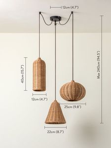 Lampe suspendue artisanale en rotin naturel, style Art Déco, tressée, écologique, pour Ramadan, salon, chambre, restaurant - Product Image 2