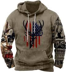 Sweat-shirt de chasse au cerf personnalisé |   Impression par sublimation du drapeau américain |   Pull-over en polaire de performance pour l'extérieur, poids lourd - Product Image 3