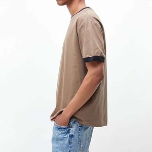 Camiseta Deportiva para Hombre, Cuello Redondo, Transpirable, Color Gris Claro Melange/Marino, Estilo Ringer - Product Image 2