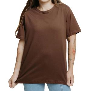 Camisetas de Mujer 100% Algodón de la Mejor Calidad, Camisetas Casuales Personalizadas de Color Marrón Sólido, Camisetas de Mezcla de Algodón para Mujer - Product Image 2