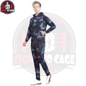 Trajes Deportivos Personalizados OEM ODM para Hombre, Cómodos, Casuales, con Estampado de Hojas, con Capucha, Manga Larga, Color Azul Marino, Precio al por Mayor - Product Image 3
