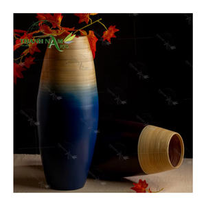 Supplier Home Decor Modern Large Decorative <b>Standing</b> Artisan Bamboo Tabletop <b>Vase</b> Coiled Shape Eco-Friendly Durable for Living - Product Image 2