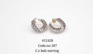 Boucles d'oreilles clous Bali en zircone cubique 12428, plaquées rhodium, en laiton, avec pierres incrustées, bijoux de mode pour femme, pour soirée - Product Image 2