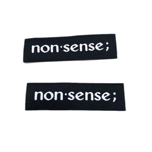 Étiquettes tissées personnalisées avec nom privé, logo blanc coupé droit, étiquettes à coudre pour vêtements - Product Image 3