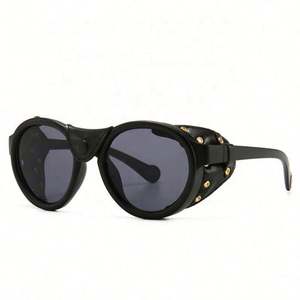 Gafas de Sol Steampunk de Estilo Vintage, con Protección Lateral de Cuero, UV400, Media Montura, Diseño de Marca Único, Unisex - Product Image 1