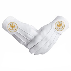 Gants en coton de haute qualité faits sur mesure, brodés, francs-maçons, église, 100% coton léger blanc, gants maçonniques - Product Image 5