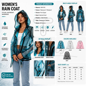 Manteau de pluie transparent imperméable en EVA de haute qualité pour femmes et hommes, portable et clair - Product Image 6