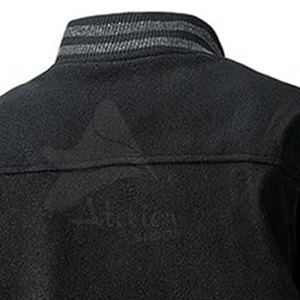 เสื้อแจ็คเก็ตหนังแขนยาวสไตล์ลำลองสำหรับผู้ชายแฟชั่นฤดูหนาว  ตกแต่งด้วยป้ายโลโก้แบบกำหนดเอง ติดกระดุมด้านหน้า - Product Image 4