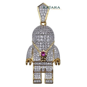 Colgante de Diamantes Cultivados en Laboratorio, Estilo Hip Hop, Plateado, Unisex, Corte Brillante Redondo - Product Image 1
