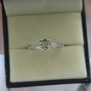 Delicate Green Amethyst <b>Ring</b> Cushion Cut S925 Sterling Silver Promise Engagement Gift For Her Elegant Jewelry - Product Image 4
