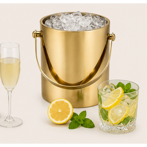 Gold Stainless Steel <b>Ice</b> Bucket with Lid and Tongs Insulated Double Wall Wine Champagne <b>Cooler</b> Luxury Marble Bowl Match Barware - Product Image 3