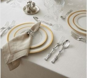 <b>Vintage</b> Metal Flatware Set With Textured Handles Fork Knife Spoon Teaspoon Dishwasher <b>Safe</b> High Mirror Polish Finish - Product Image 4