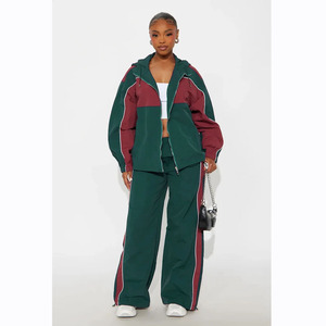 Custom Logo Women Windbreaker Shorts Set Wholesale Blank Orange <b>Tracksuit</b> Two Piece Zipper Jacket Activewear Casual Solid - Product Image 1