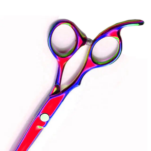 2025 Nueva tijera de corte de pelo con acabado satinado rojo y azul completo con mango de acero revestimiento de borde Multicolor disponible en tipo de belleza - Product Image 2