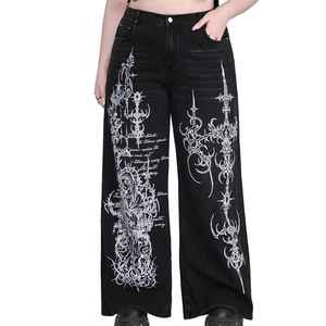 Pantalones Vaqueros Anchos Personalizados para Hombre, Estilo Y2K Gótico, con Estampado Cyber Sigilism, Pantalones de Mezclilla Hip Hop, Ropa Urbana Grunge - Product Image 1