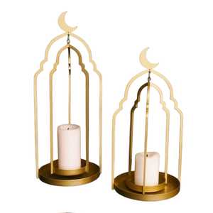 Wholesale Gold Metal Moroccan <b>Lantern</b> Candle Holder Set Decorative Hanging <b>Tealight</b> <b>Lantern</b> for Ramadan Home Wedding Decor - Product Image 6