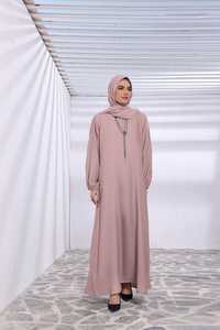 Modest Islamic <b>Dress</b> <b>Long</b> Sleeve V Neck Solid Color Lightweight Plus Size Daily Wear Middle East Style Women Abaya Muslim - Product Image 3