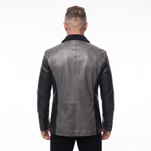 Custom Logo Men Genuine <b>Leather</b> <b>Blazer</b> Men Button <b>Leather</b> Office Wear <b>Blazer</b> Mens Long Sleeve <b>Leather</b> <b>Blazer</b> Coat - Product Image 2